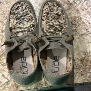 Hey Dude Gray and Animal Print Moccasins